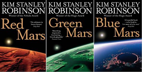 The front covers of the Mars trilogy