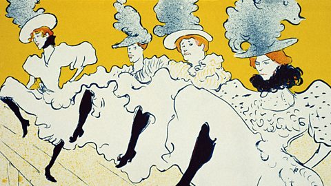 A painting of cancan dancers Henri de Toulouse-Lautrec