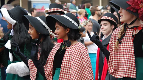 Everyone from urchins to Queen Victoria’s ladies-in-waiting chomping on turkey legs can be seen (India Coleman)