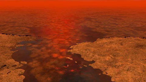 The seas on Titan are thought to contain floes of hydrocarbons - could they be harbouring simple life? (Nasa)
