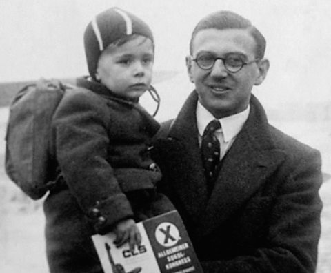 Nicholas Winton with  one of the children he rescued in 1939.