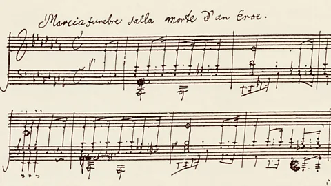 Portion of the music sheet of Ludwig van Beethoven's A flat major sonata, Op 26 (Rex Features)