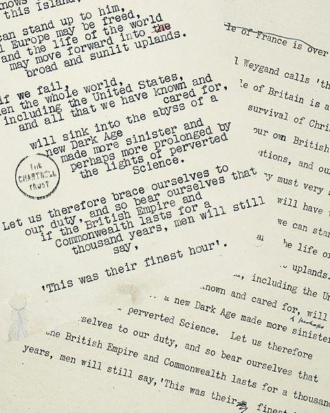 The draft and final version of the 'Battle of Britain' speech.