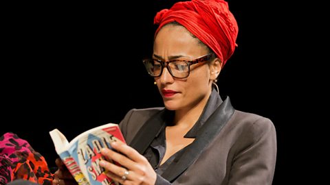 Zadie Smith attending a literary festival reading from her novel NW.