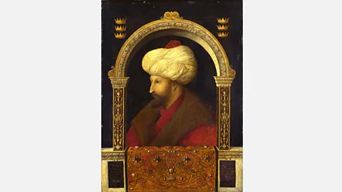 A portrait of Sultan Mehmed II, who attacked Constantinople in May 1453 (The National Gallery, London)