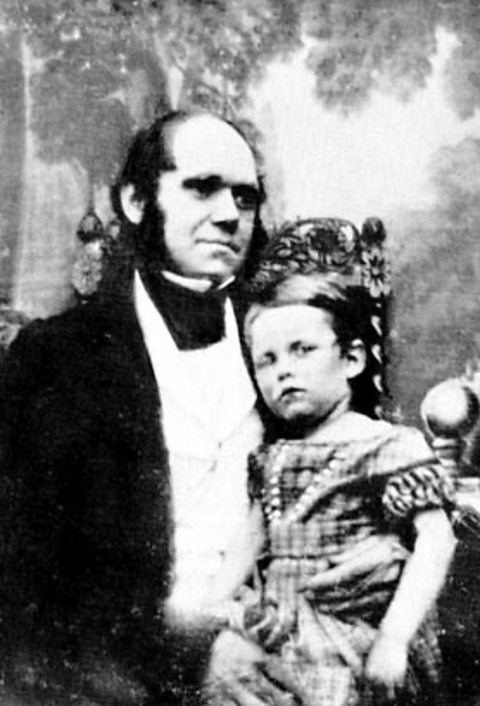 Charles Darwin and his son William, taken in 1842