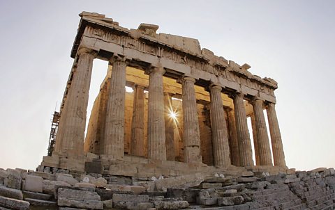 The Parthenon on top of the Acropolis