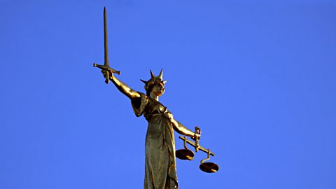 Statue of Justice as seen on the top of the Old Bailey