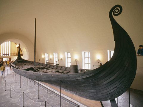 The Oseberg longship in the Vikingskiphuset, Oslo.