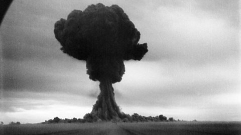 Mushroom cloud from first Soviet atomic bomb test