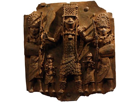 A plaque showing an Oba of Benin and attendants