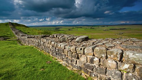 Hadrian's wall travelling into the horizon. 