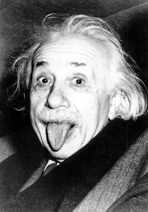 Albert Einstein sticking his tongue out