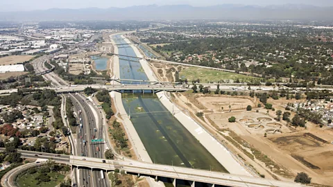 Daniel Stein/Getty Concrete roads snake through downtown LA (Credit: Daniel Stein/Getty)