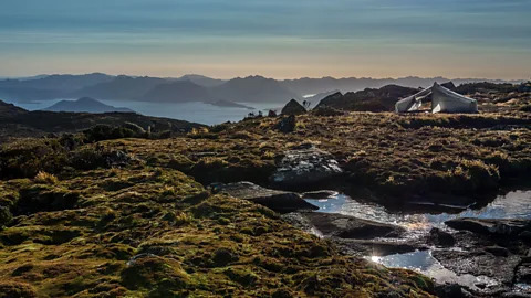 Dan Broun Camping on Eve Peak, part of the Anne Range (Credit: Dan Broun)