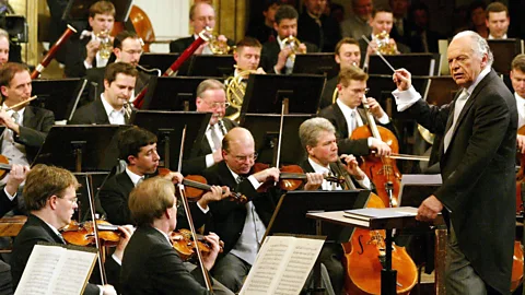 Dieter Nagl/AFP/Getty Images Conductor Lorin Maazel rehearses with the Vienna Philharmonic Orchestra at the Musikvereinin (Credit: Dieter Nagl/AFP/Getty Images)