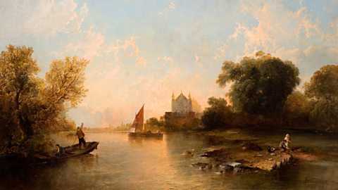 Eton College viewed from the river, painted in 1786.