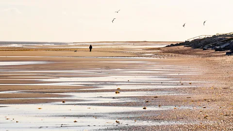 Andrew Fox/Alamy A solitary walker on the beach of Skegness, listed in 2013 as the country’s most deprived seaside town (Credit: Andrew Fox/Alamy)