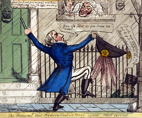 Wellington's affairs were lampooned in the press.