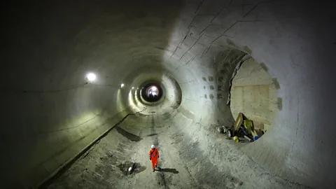 Getty Images Earlier in 2015, a BBC crew became possibly the first in the world to film in a rail tunnel using a drone (Credit: Getty Images)