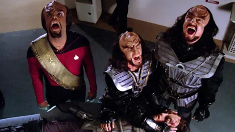 Paramount TV An opera, Dickens’s A Christmas Carol and scenes from Shakespeare have all been rendered in Klingon (Credit: Paramount TV)