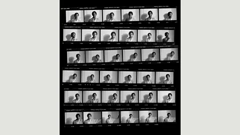 Photo by Lee Jaffe/Courtesy of LW Archives Lee Jaffe took many posed photographs of the artist and recorded him at work. These contact sheets are for a 1984 portrait (Credit: Photo by Lee Jaffe/Courtesy of LW Archives)