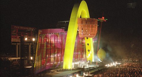 The stage of U2s PopMart tour.