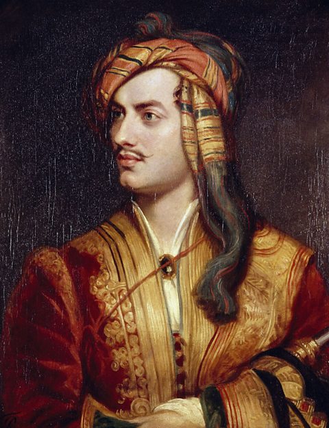 A portrait of Lord Byron in Albanese costume.