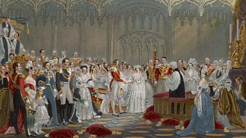 An illustration of Victoria and Albert's wedding in the Illustrated London News.