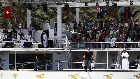 Drones For Good A safety net protected the audience from wayward drones (Credit: Drones For Good)