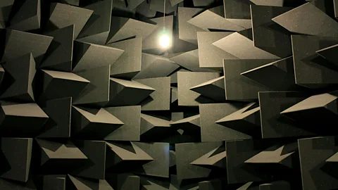 Chris Baraniuk The walls of the anechoic chamber absorb nearly all sound (Credit: Chris Baraniuk)