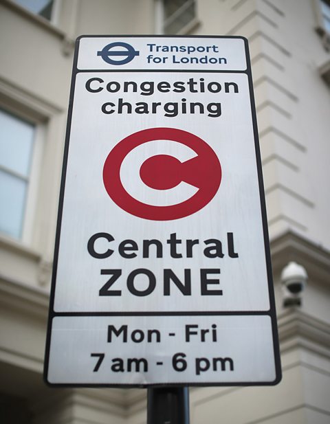 Congestion charge sign in central London