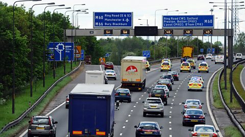 A busy motorway scene