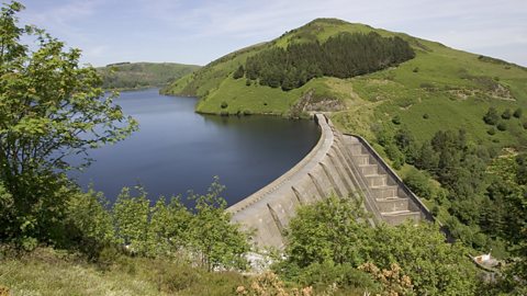 Dam and reservoir on a tributary river