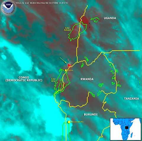 Satellite imaging of the Nyirangongo eruption in 2002