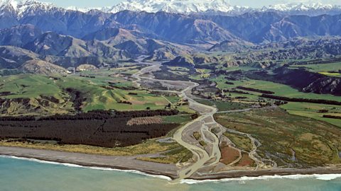 Clarence River delta from the sea, South Island, New Zealand