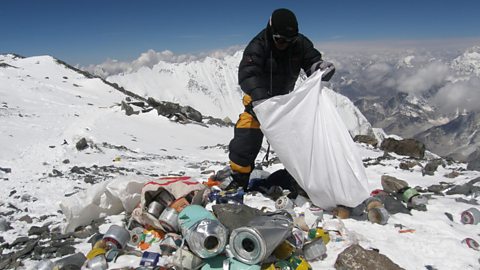 Getty Images So many people go up Everest now that clean-up teams have to remove their rubbish (Credit: Getty Images)