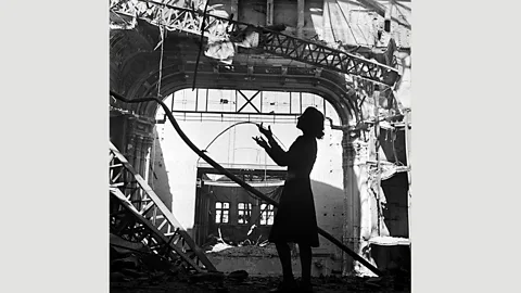Lee Miller Archives Irmgard Seefried, opera singer, singing an aria from Madame Butterfly, Vienna Opera House, Austria, 1945 by Lee Miller (Credit: Lee Miller Archives)