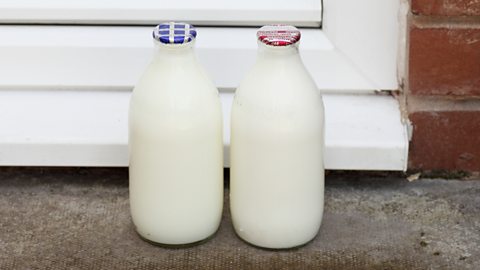 Milk bottles on a doorstep