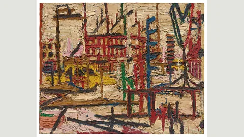 Auerbach paints landscapes of the area near his London studio, which includes Mornington Crescent (Mornington Crescent
1965, Frank Auerbach, courtesy Marlborough Fine Art)