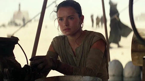 Disney/Lucasfilm Rey is a scavenger on the barren planet Jakku, where a pivotal battle took place decades earlier - did her parents somehow leave her behind? (Credit: Disney/Lucasfilm)