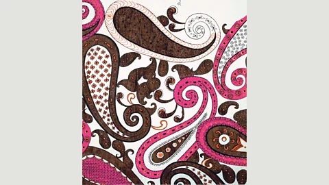Copyright of Liberty Fabric Limited It’s been suggested that the seed-like paisley pattern, like this 1960 design by Ceraggio, was originally a Persian fertility symbol (Credit: Copyright of Liberty Fabric Limited)