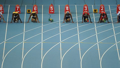 Lane five sits empty after the disqualification of Usain Bolt for a false start.