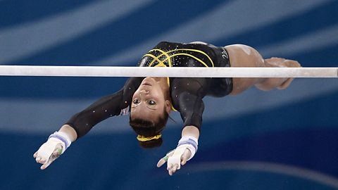 Great Britain's Rebecca Downie competes on uneven bars in the women's team artistic gymnastics final during the 30th European Women's Artistic Gymnastics Championships in Sofia on May 17, 2014.