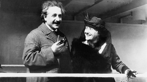 Einstein in 1921 with his second wife Elsa. 