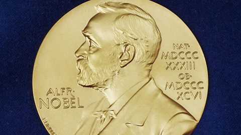 Einstein's Nobel prize medal, showing Alfred Nobel's likeness