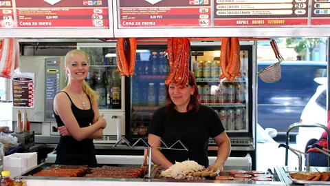 George M. Groutas/Sausages, Vaclavske namesti/Flickr/CC BY 2.0 Some say that eating a sausage in Wenceslas Square is a must while in Prague (Credit: George M. Groutas/Sausages, Vaclavske namesti/Flickr/CC BY 2.0)