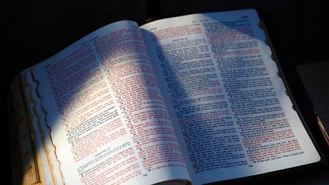 Sunlit old Bible in Aberdeen, Scotland