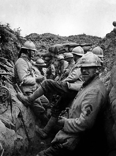 French soldiers in the trenches in Verdun, c.1916.