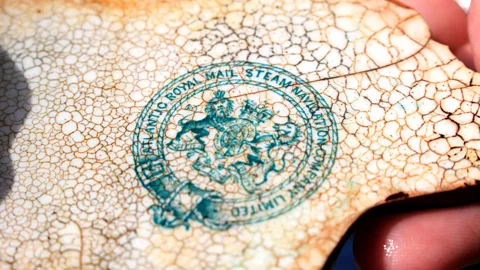 Chris Baraniuk When the team found this fragment of china, they knew they had found their million-dollar wreck (Credit: Chris Baraniuk)